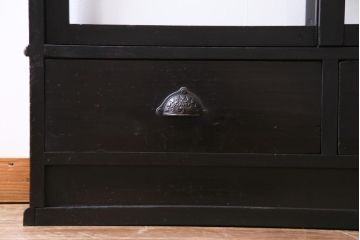 アンティーク家具　大正ロマン　天枠付き!　古いタバコ屋の薄型ガラスケース(ショーケース、陳列棚)