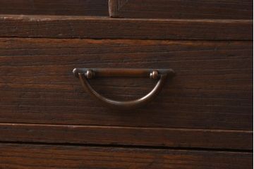 アンティーク家具　和製アンティーク　総桐材　凝った作りの銅金具が趣き深い小箪笥(小引き出し、収納棚、戸棚、桐箪笥、桐たんす)