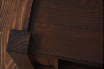 アンティーク家具　和製アンティーク　黒檀・欅　結霜ガラスが趣添える古い置き床(置床、収納棚、飾り台)