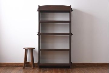 レトロ家具　和製アンティーク　昭和初期　レトロな佇まいが魅力の楔(くさび)式オープンラック(本棚、収納棚、飾り棚)