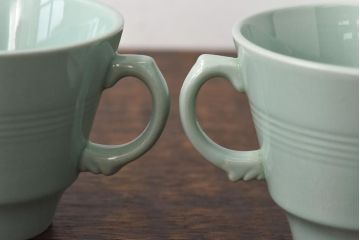 イギリス　Woods Ware(ウッズウェア)　beryl(ベロル)　カップ&ソーサー2客セット(洋食器)(1)