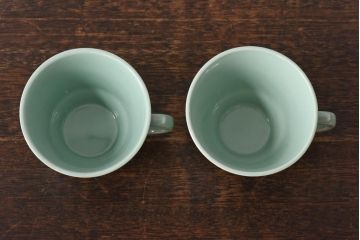 イギリス　Woods Ware(ウッズウェア)　beryl(ベロル)　カップ&ソーサー2客セット(洋食器)(1)