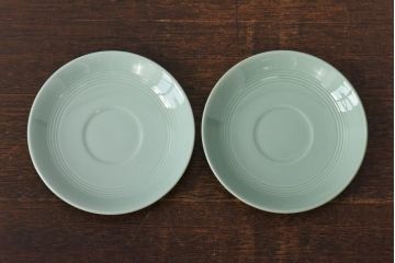 イギリス　Woods Ware(ウッズウェア)　beryl(ベロル)　カップ&ソーサー2客セット(洋食器)(1)