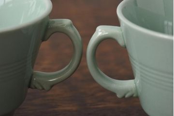 イギリス　Woods Ware(ウッズウェア)　beryl(ベロル)　カップ&ソーサー2客セット(洋食器)(2)