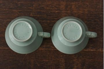 イギリス　Woods Ware(ウッズウェア)　beryl(ベロル)　カップ&ソーサー2客セット(洋食器)(2)