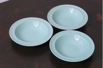 イギリスビンテージ　Woods ware(ウッズウエア)　Beryl(ベロル)　スーププレート3枚セット(シリアルボウル、深皿)