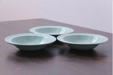 イギリスビンテージ　Woods ware(ウッズウエア)　Beryl(ベロル)　スーププレート3枚セット(シリアルボウル、深皿)