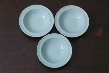 イギリスビンテージ　Woods ware(ウッズウエア)　Beryl(ベロル)　スーププレート3枚セット(シリアルボウル、深皿)
