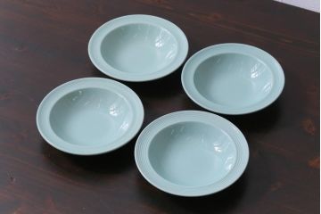 イギリスビンテージ　Woods ware(ウッズウエア)　Beryl(ベロル)　スーププレート4枚セット(シリアルボウル、深皿)