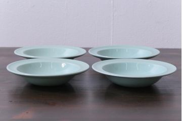 イギリスビンテージ　Woods ware(ウッズウエア)　Beryl(ベロル)　スーププレート4枚セット(シリアルボウル、深皿)