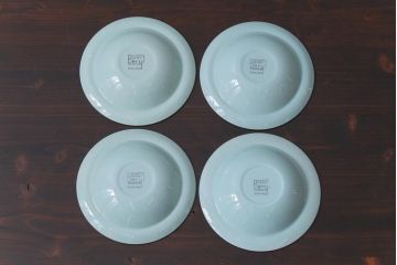イギリスビンテージ　Woods ware(ウッズウエア)　Beryl(ベロル)　スーププレート4枚セット(シリアルボウル、深皿)