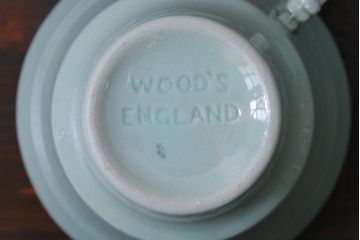イギリスビンテージ　Woods ware(ウッズウエア)　Beryl(ベロル)　レトロなトリオ2客セット(カップ&ソーサー、プレート)(1)