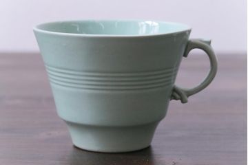 イギリスビンテージ　Woods ware(ウッズウエア)　Beryl(ベロル)　レトロなトリオ2客セット(カップ&ソーサー、プレート)(1)
