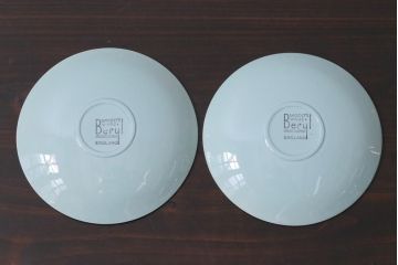 イギリスビンテージ　Woods ware(ウッズウエア)　Beryl(ベロル)　レトロなトリオ2客セット(カップ&ソーサー、プレート)(1)