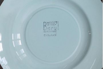 イギリスビンテージ　Woods ware(ウッズウエア)　Beryl(ベロル)　レトロなトリオ2客セット(カップ&ソーサー、プレート)(2)