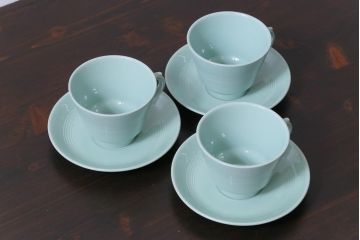 イギリスビンテージ　Woods ware(ウッズウエア)　Beryl(ベロル)　レトロなカップ&ソーサー3客セット