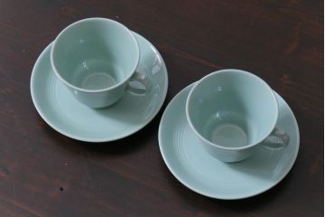 イギリスビンテージ　Woods ware(ウッズウエア)　Beryl(ベロル)　レトロなカップ&ソーサー2客セット(1)
