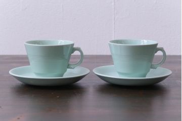 イギリスビンテージ　Woods ware(ウッズウエア)　Beryl(ベロル)　レトロなカップ&ソーサー2客セット(2)