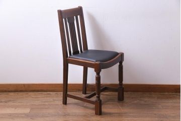 アンティーク家具　イギリスアンティーク　アールデコ様式　高級感のあるシンプルなダイニングチェア(椅子)(1)