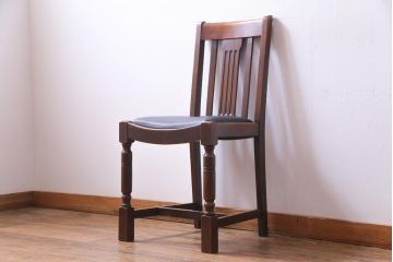 アンティーク家具　イギリスアンティーク　アールデコ様式　高級感のあるシンプルなダイニングチェア(椅子)(1)