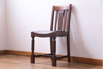 アンティーク家具　イギリスアンティーク　アールデコ様式　高級感のあるシンプルなダイニングチェア(椅子)(2)