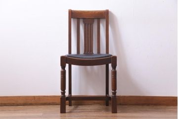 アンティーク家具　イギリスアンティーク　アールデコ様式　高級感のあるシンプルなダイニングチェア(椅子)