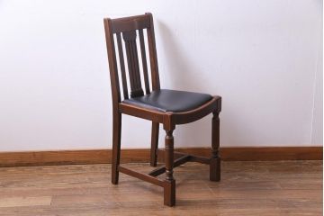 アンティーク家具　イギリスアンティーク　アールデコ様式　高級感のあるシンプルなダイニングチェア(椅子)