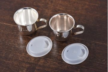 ビンテージ　シルバープレート　箱付き　アヒルが可愛らしいシッピーカップ2個セット(ベビーマグカップ)