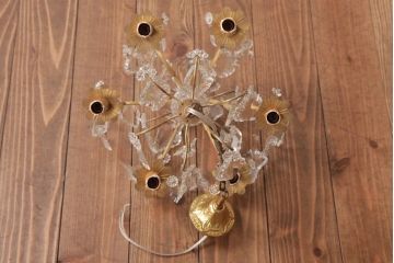 フランスアンティーク　クリスタルガラスがまばゆく煌めくシャンデリア(6灯、天井照明、吊り下げ照明)