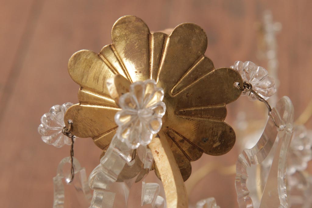 フランスアンティーク　クリスタルガラスがまばゆく煌めくシャンデリア(6灯、天井照明、吊り下げ照明)