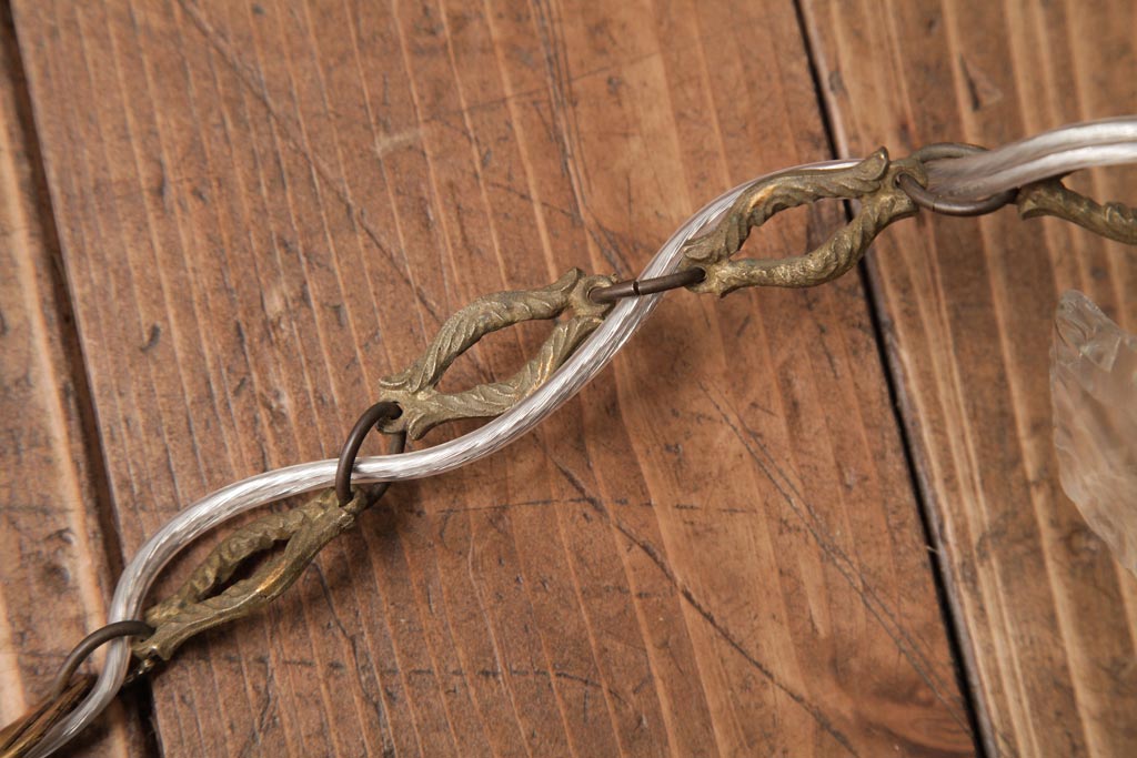 フランスアンティーク　クリスタルガラスがまばゆく煌めくシャンデリア(6灯、天井照明、吊り下げ照明)