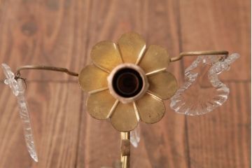 フランスアンティーク　キラキラとした輝きが美しいガラスドロップシャンデリア(3灯、天井照明、吊り下げ照明)