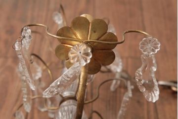 フランスアンティーク　キラキラとした輝きが美しいガラスドロップシャンデリア(3灯、天井照明、吊り下げ照明)