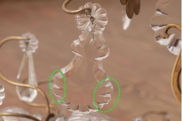 フランスアンティーク　キラキラとした輝きが美しいガラスドロップシャンデリア(3灯、天井照明、吊り下げ照明)