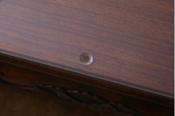 中古　伝統工芸品　大阪唐木指物　花梨材　ガラス天板付き　上品な雰囲気漂う座卓(テーブル、ローテーブル、カリン材)