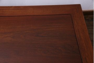 中古　伝統工芸品　大阪唐木指物　花梨材　ガラス天板付き　上品な雰囲気漂う座卓(テーブル、ローテーブル、カリン材)