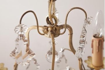 フランスアンティーク　繊細な美しさが魅力的なケージ型シャンデリア(3灯、天井照明、吊り下げ照明)(R-035219)