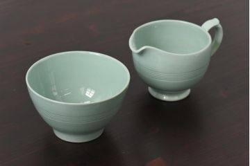 イギリスビンテージ　Woods ware(ウッズウエア)　Beryl(ベロル)　ティーセット(シュガーボウル、ミルクポット)