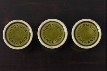 アンティーク雑貨　イギリスビンテージ　HORNSEA(ホーンジー)　HEIRLOOM(エアルーム)　トールタイプのスパイスジャー3個セット(調味料入れ)
