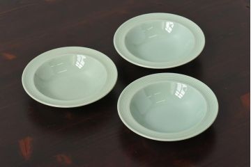 イギリスビンテージ　Woods ware(ウッズウエア)　Beryl(ベロル)　スーププレート3枚セット(シリアルボウル、深皿)(1)