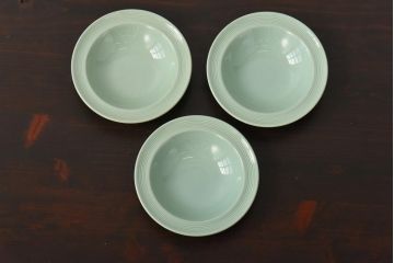 イギリスビンテージ　Woods ware(ウッズウエア)　Beryl(ベロル)　スーププレート3枚セット(シリアルボウル、深皿)(1)