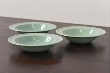 イギリスビンテージ　Woods ware(ウッズウエア)　Beryl(ベロル)　スーププレート3枚セット(シリアルボウル、深皿)(2)