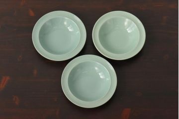 イギリスビンテージ　Woods ware(ウッズウエア)　Beryl(ベロル)　スーププレート3枚セット(シリアルボウル、深皿)(2)