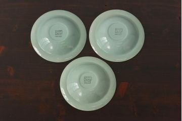 イギリスビンテージ　Woods ware(ウッズウエア)　Beryl(ベロル)　スーププレート3枚セット(シリアルボウル、深皿)(2)