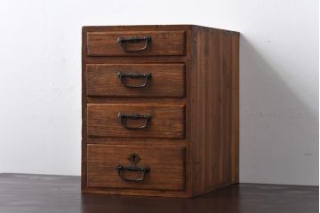 レトロ家具　昭和レトロ　桐材　真鍮金具　櫛型の引手が味のあるシンプルな小引き出し(小物収納)(2)
