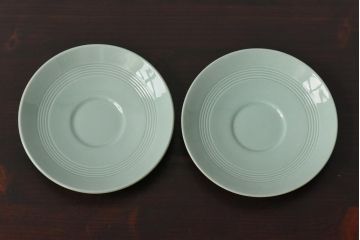 イギリスビンテージ　Woods ware(ウッズウエア)　Beryl(ベロル)　レトロなトリオ2客セット(カップ&ソーサー、プレート)(3)