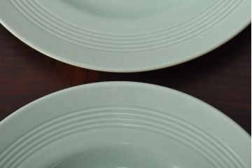イギリスビンテージ　Woods ware(ウッズウエア)　Beryl(ベロル)　レトロなトリオ2客セット(カップ&ソーサー、プレート)(3)
