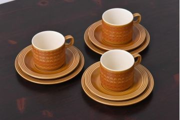 イギリスビンテージ　HORNSEA(ホーンジー)　Saffron(サフラン)　レトロでかわいらしいトリオ3客セット(1)