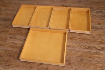 ヴィンテージ家具　イギリスビンテージ　天板オーク材　パイン材　木のぬくもり感じる上品なニーホールデスク(両袖デスク、机、在宅ワーク、在宅用ワークデスク)