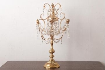中古　海外製　豪華なガラスドロップのテーブルランプ(スタンドライト、卓上照明)